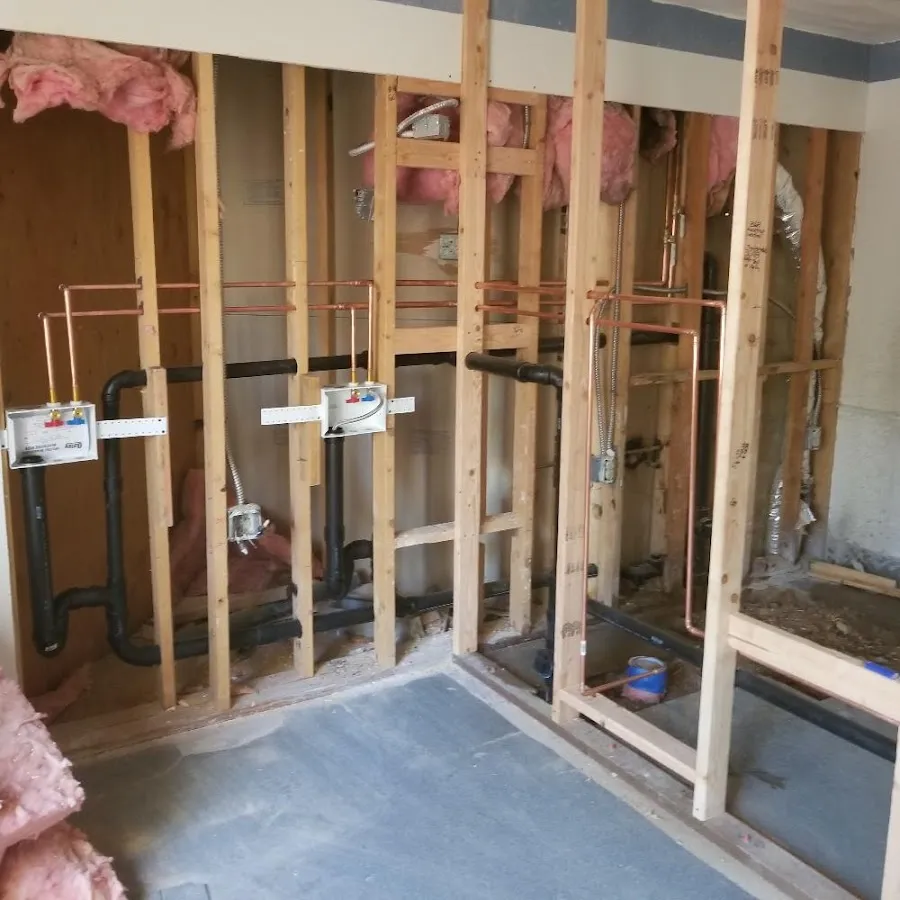 Copper pipe rough-in and plumbing installation in Waltham